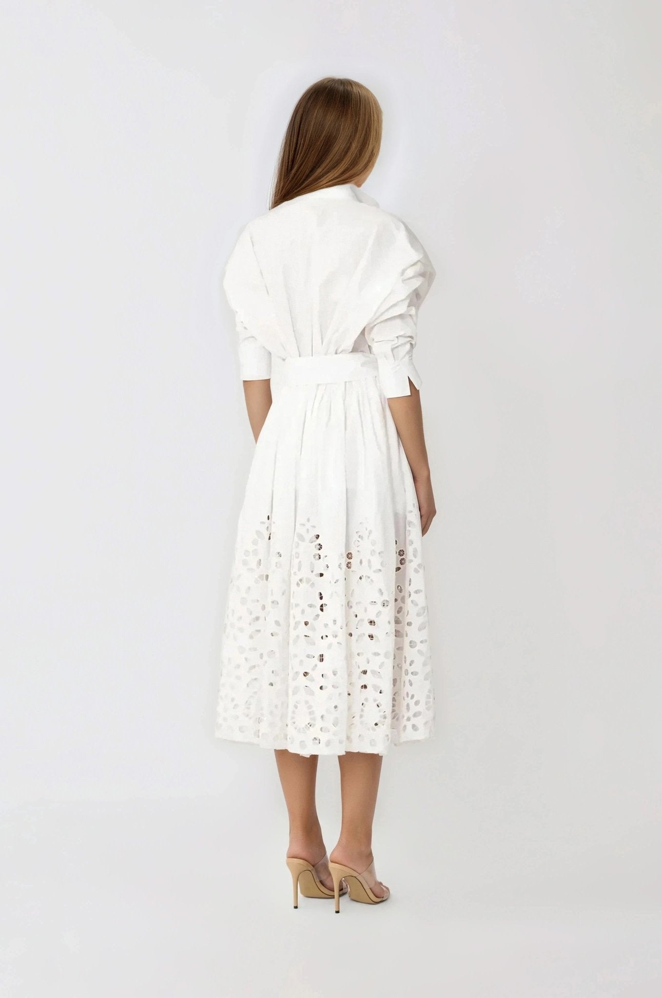 SAU LEE Hayden Shirt Dress – White