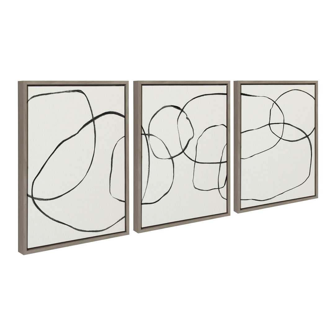 Sylvie Dancing Circles BW Framed Canvas by Teju Reval of SnazzyHues