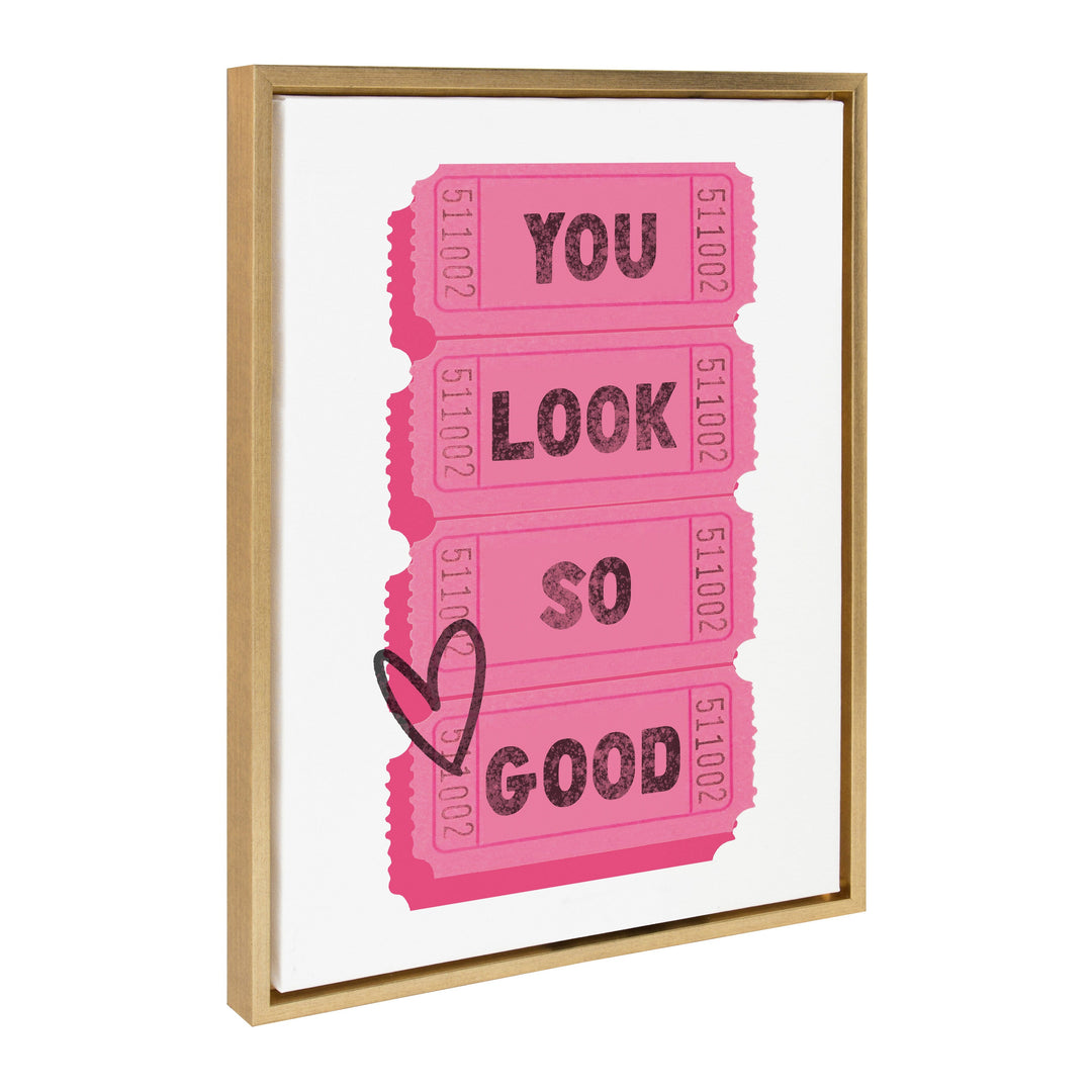 Sylvie You Look So Good Pink Tickets Framed Canvas by Alli Standefer