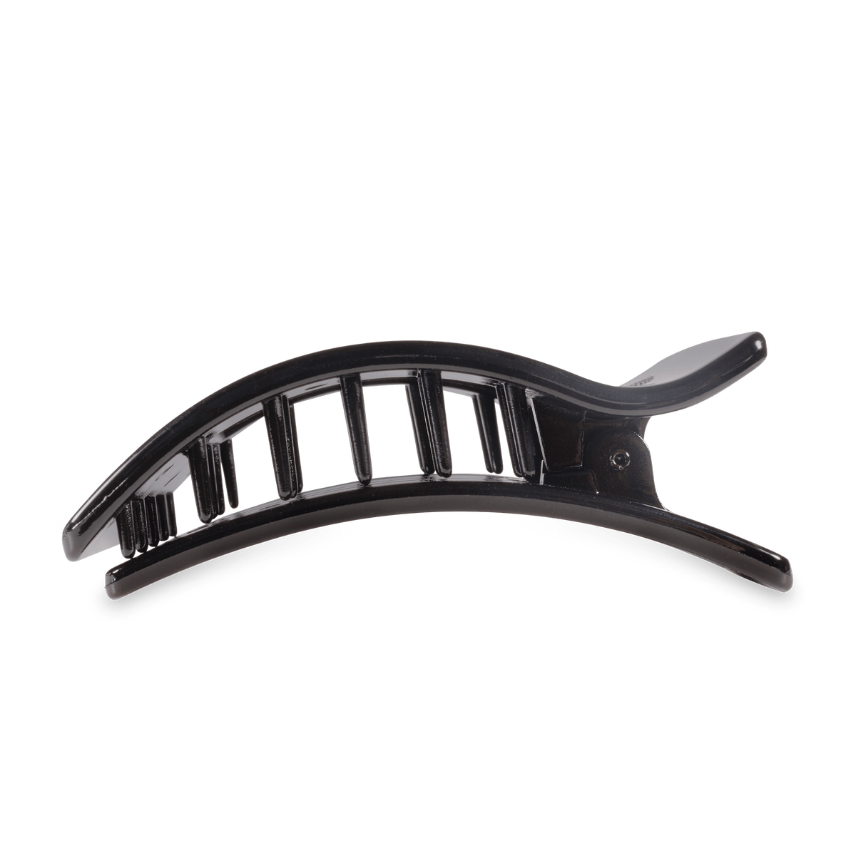 Jet black arched claw hair clip with ridged teeth