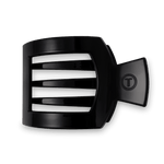 Jet black flat square hair clip, large open-jaw design