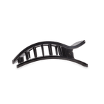 Jet black medium flat rectangle hair clip with open hinge and teeth