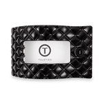 Jet Black Quilted Large Flat Rectangle Hair Clip - Lux Lovely quilted texture