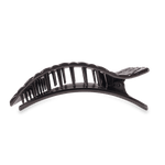 Jet Black Quilted Large Flat Rectangle Hair Clip - Lux Lovely - showing bendable teeth