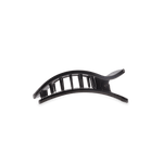 Black hinged flat rectangle hair clip with arched prongs and glossy shell
