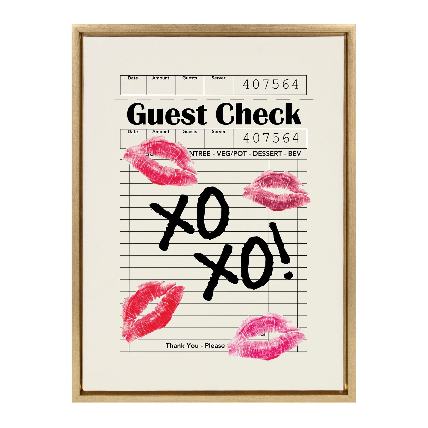 Sylvie XOXO Kisses Guest Check Framed Canvas by Alli Standefer