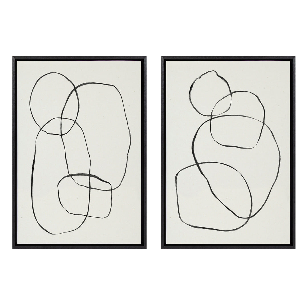 Sylvie Going in Circles Framed Textured Canvas Set by Teju Reval of SnazzyHues