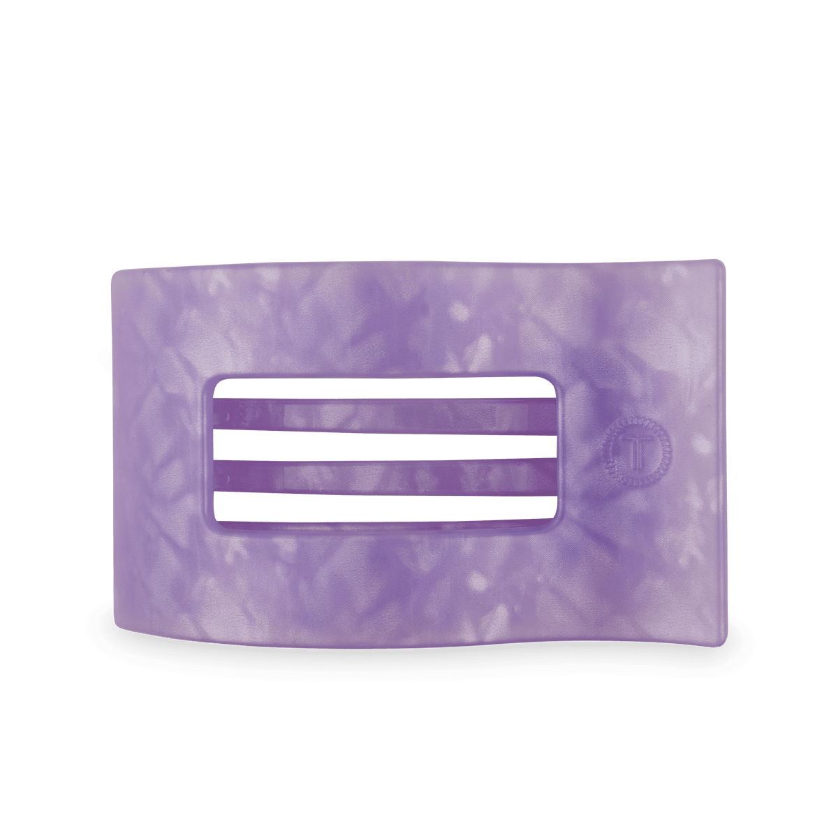 Lavender flat rectangle hair clip with center bar cutouts