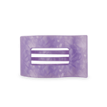 Lavender rectangular flat hair clip with marbled finish and bar-style opening