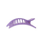 Lavender hinged claw hair clip with ridged grip and small gold stud
