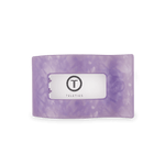Lavender rectangular flat hair clip with marbled finish and front logo window