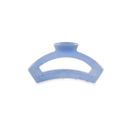 Tiny open hair clip in light blue translucent plastic