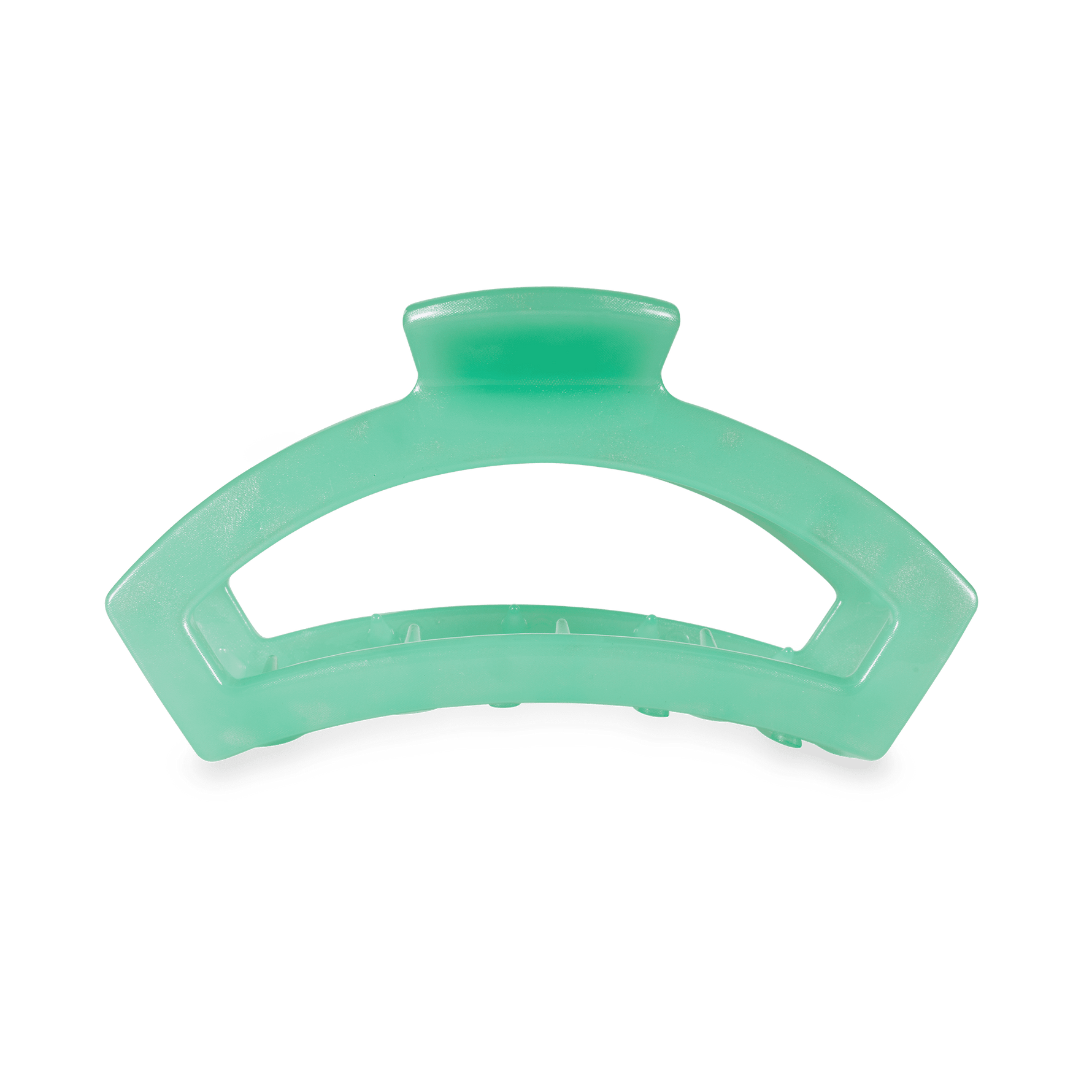Medium hair clip in mint green with curved clamp teeth