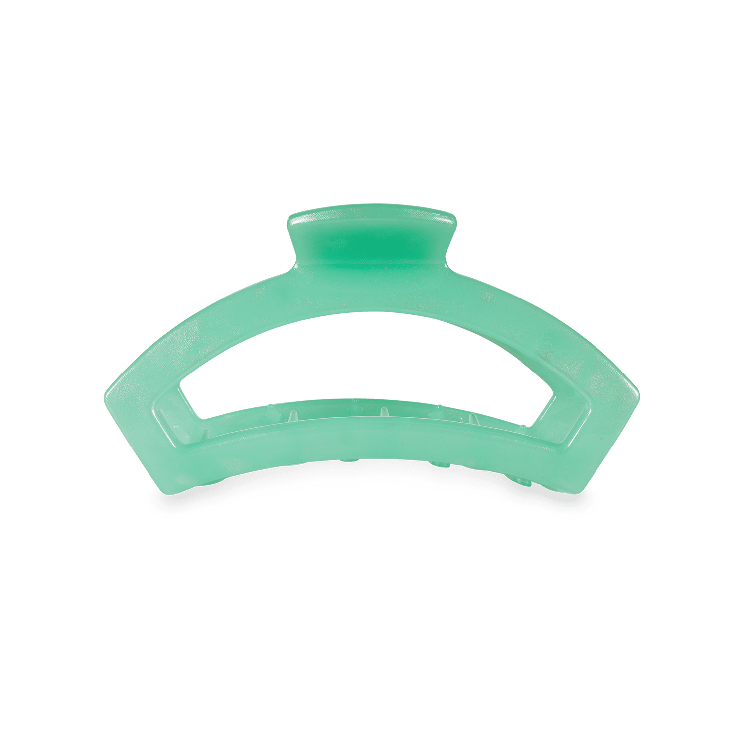 Small translucent green hair clip with spring-shape grip
