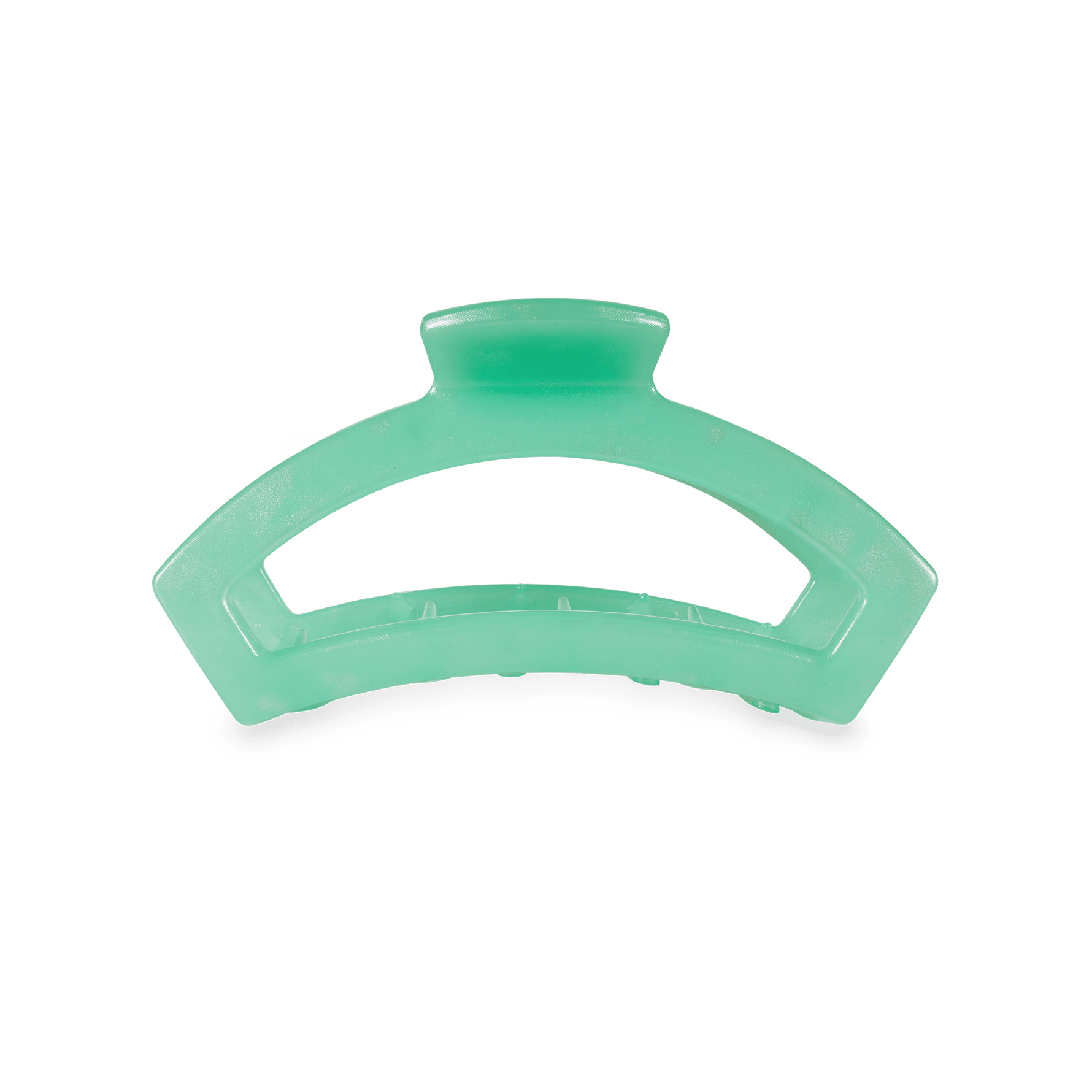 Small translucent green hair clip with spring-shape grip