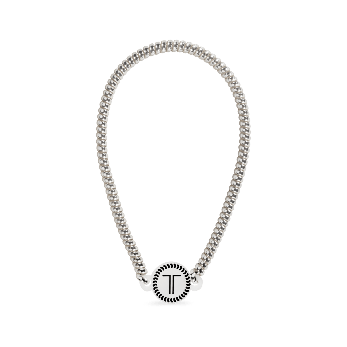 Platinum beaded headband with teardrop loop and round center charm
