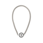 Platinum beaded headband with teardrop loop and round center charm