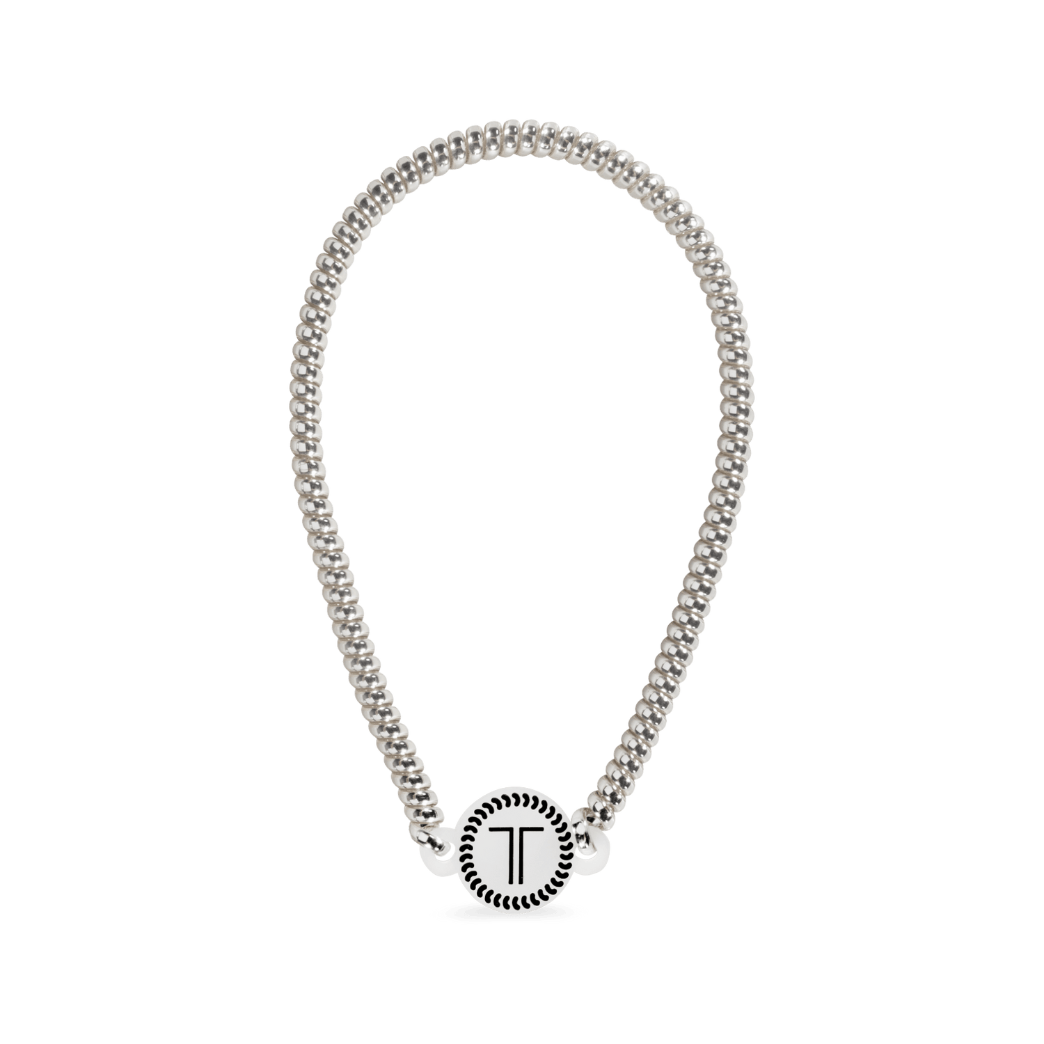 Platinum beaded headband with teardrop loop and round center charm