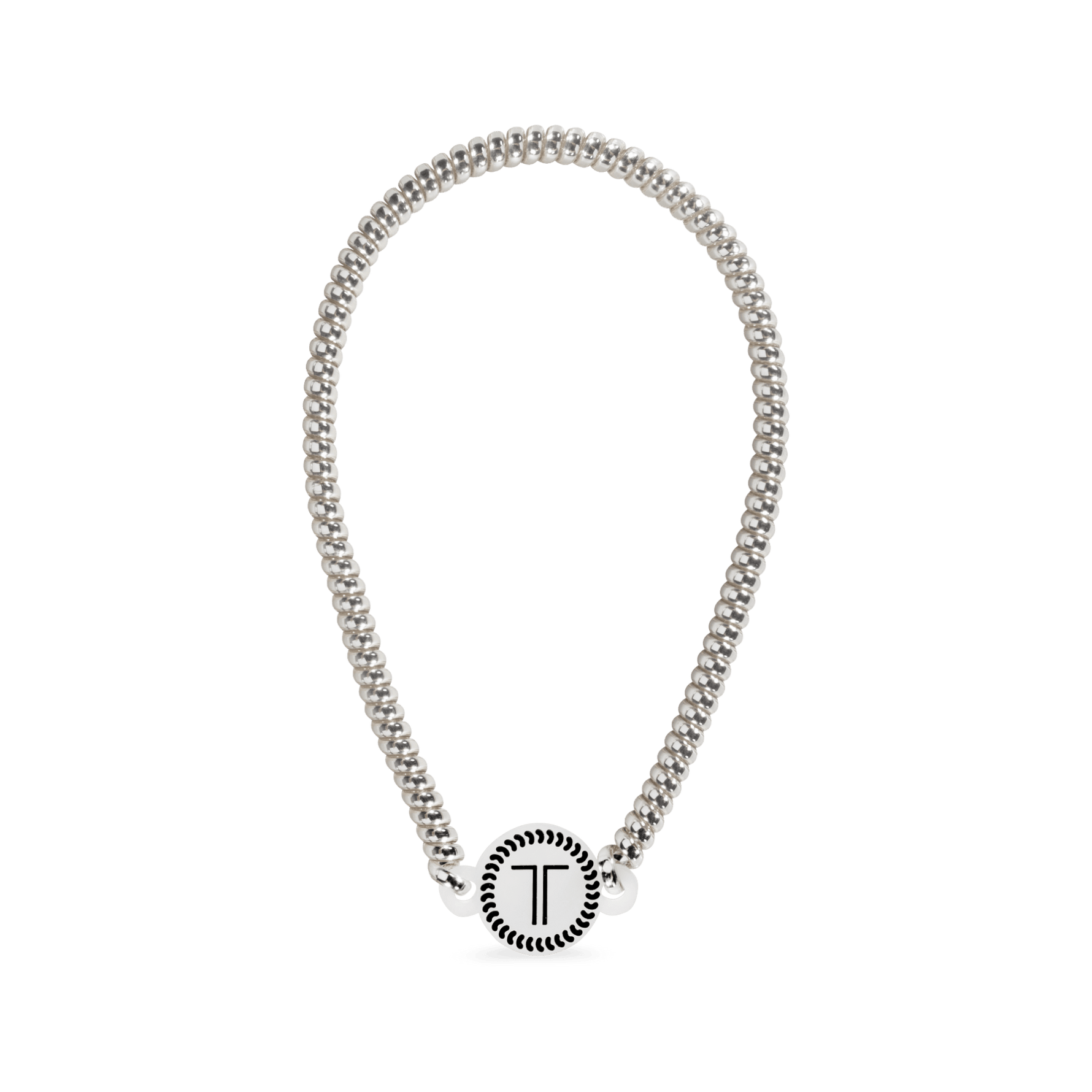 Platinum beaded headband with teardrop loop and round center charm