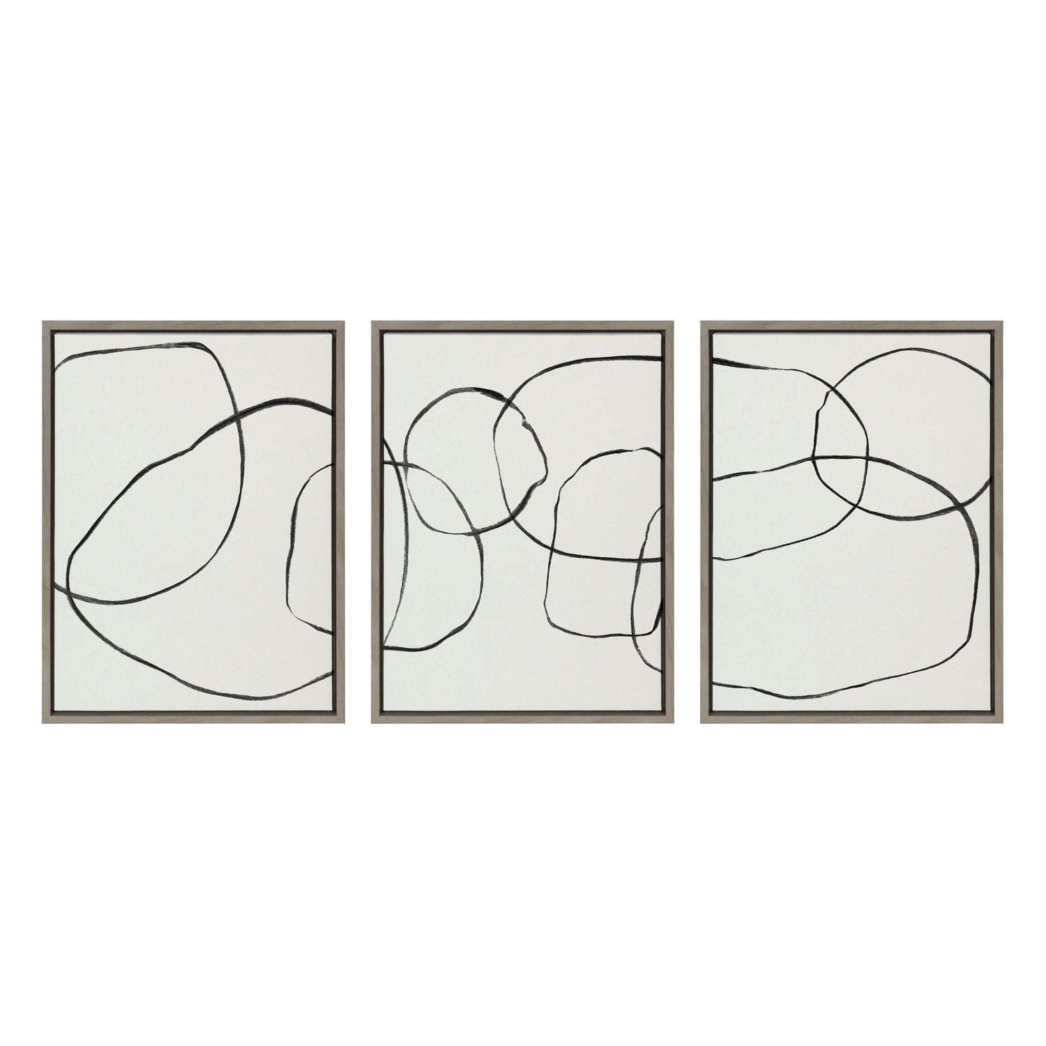Sylvie Dancing Circles BW Framed Canvas by Teju Reval of SnazzyHues