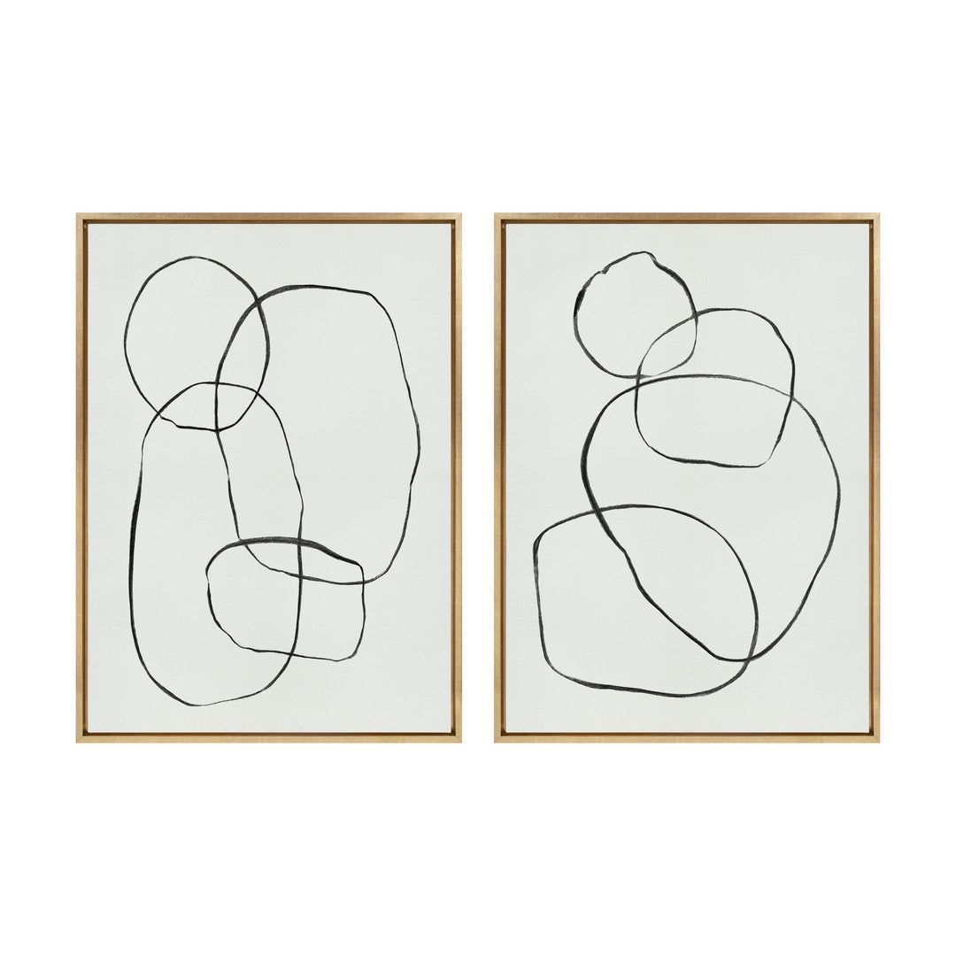 Sylvie Going in Circles Framed Textured Canvas Set by Teju Reval of SnazzyHues