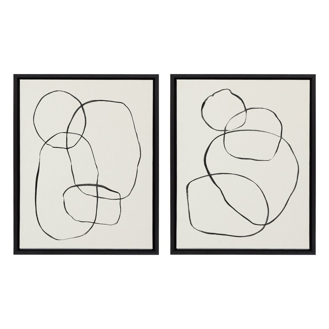 Sylvie Going in Circles Framed Textured Canvas Set by Teju Reval of SnazzyHues