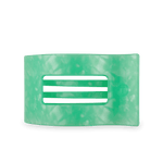 Large flat rectangle hair clip, translucent mint green with three bar cutouts.