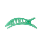 Curved claw hair clip, translucent mint green with ribbed grip.