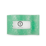Large flat rectangle hair clip with TELETIES logo, translucent mint green back.