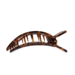 Tortoise-pattern semi-circular hair claw clip with curved teeth