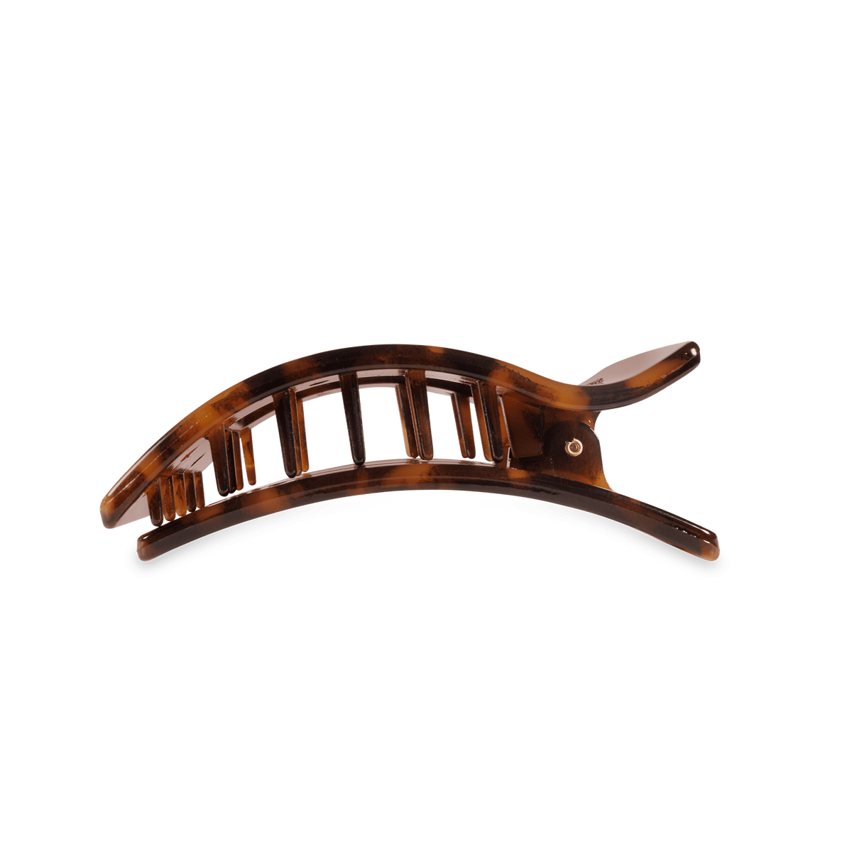 Tortoise-pattern rectangular hair clip with side prongs