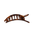 Tortoise-pattern rectangular hair clip with side prongs