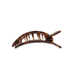 Tortoiseshell flat square hair clip with curved profile and metal teeth