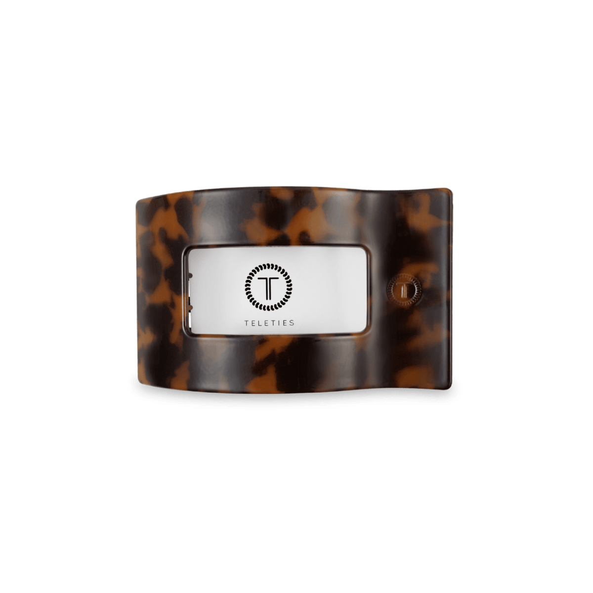 Tortoise shell flat rectangle hair clip with internal metal spring