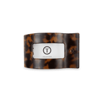 Tortoise shell flat rectangle hair clip with internal metal spring