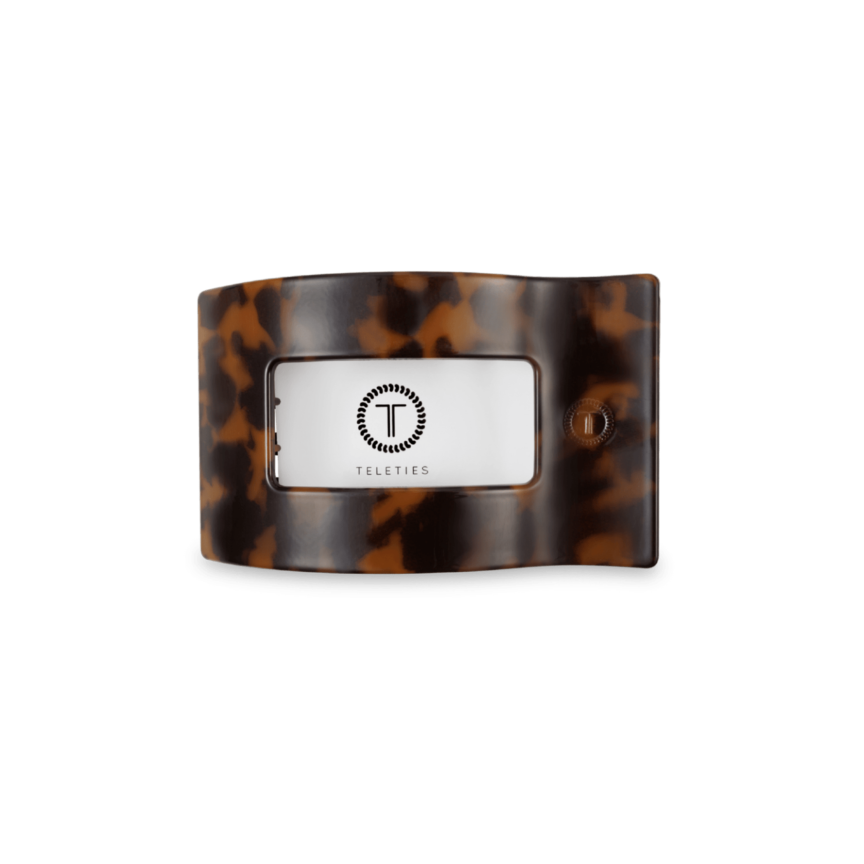 Tortoise shell flat rectangle hair clip with internal metal spring
