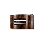 Tortoise shell small flat rectangle hair clip with two metal bars and rivet