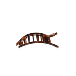 Tortoise shell flat rectangle hair clip, side view with clasp