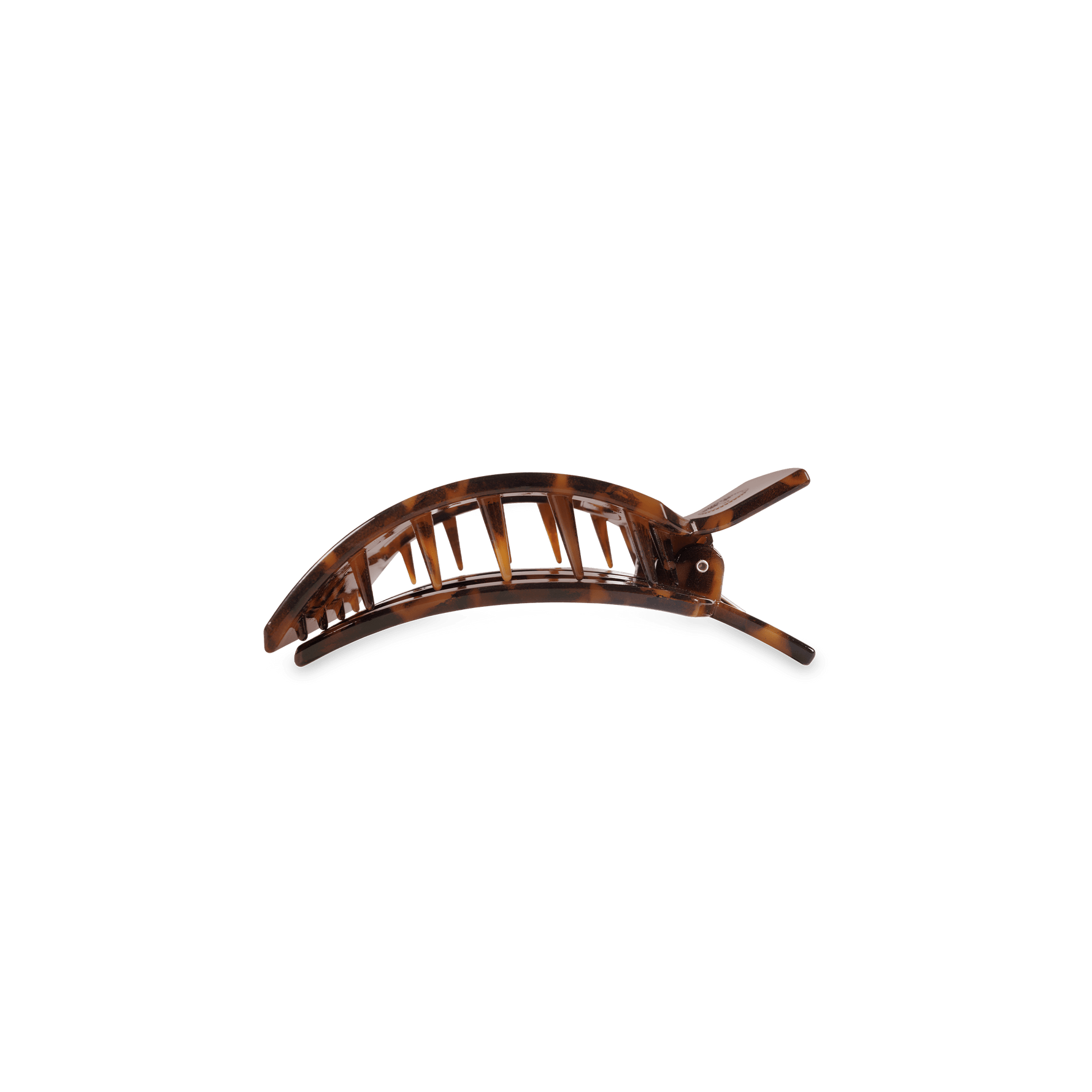Brown tortoiseshell arched claw hair clip with curved teeth