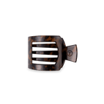 Dark tortoiseshell flat square hair clip with four prongs