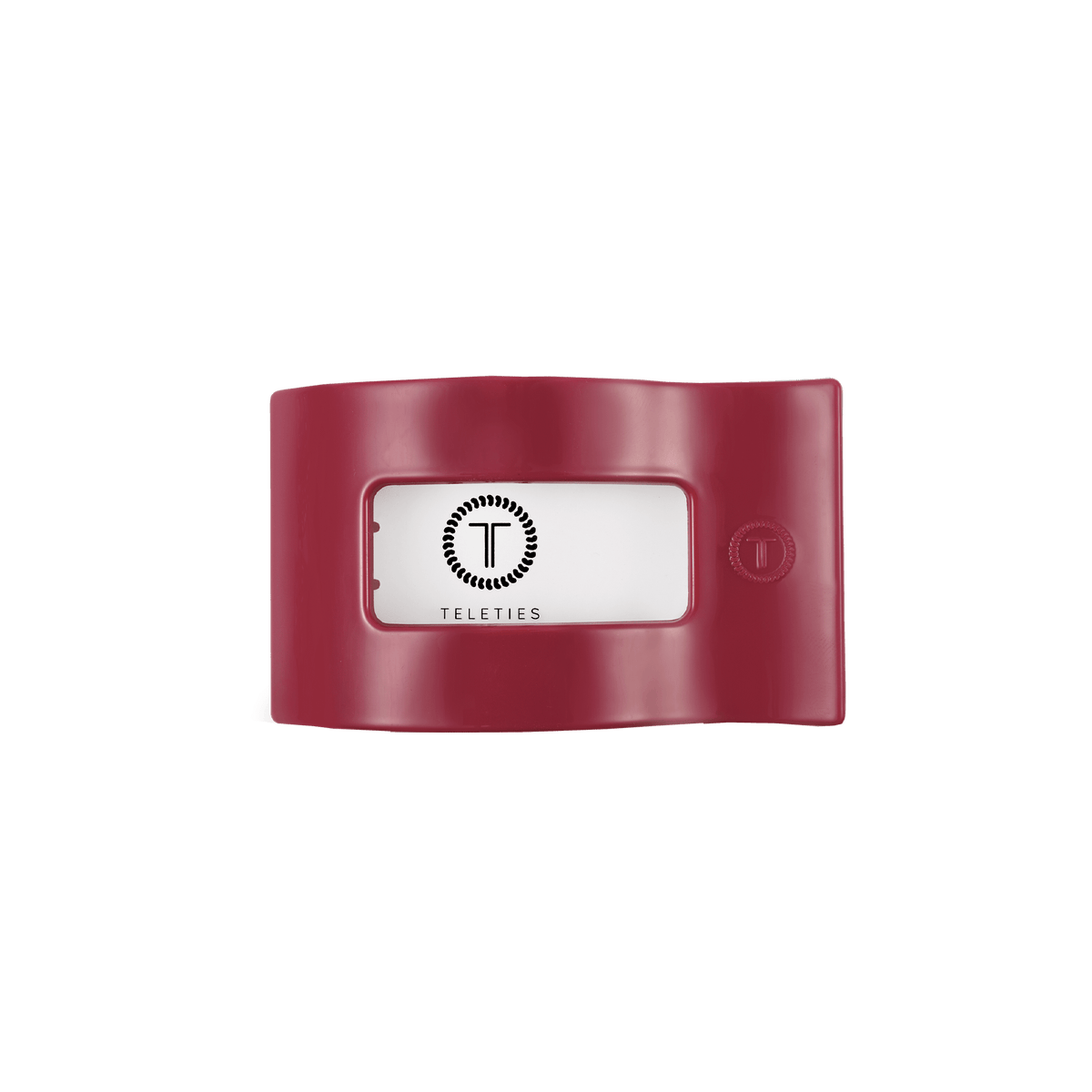 Small flat rectangle hair clip, burgundy, rectangular cutout window
