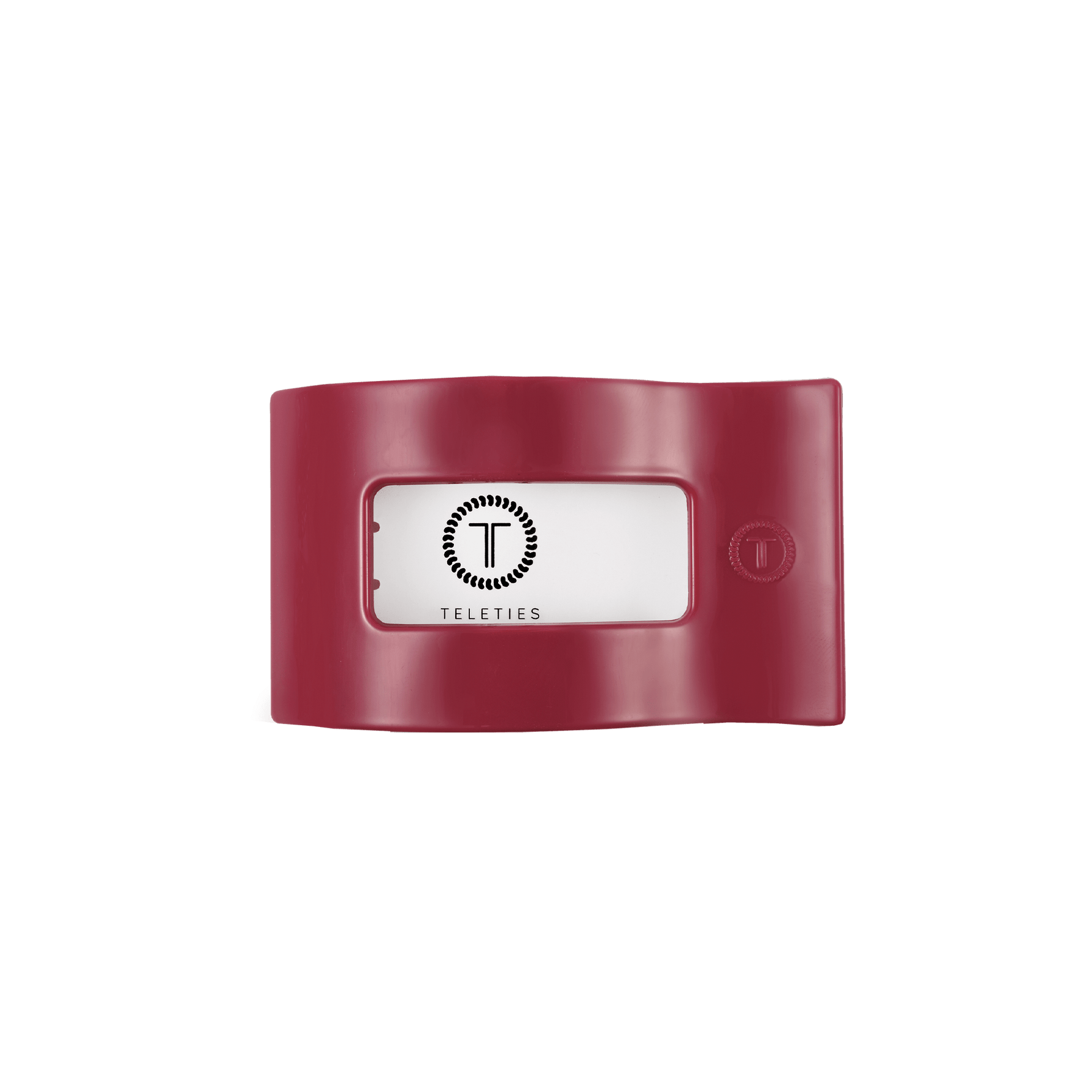 Small flat rectangle hair clip, burgundy, rectangular cutout window