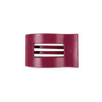 Small flat rectangle hair clip, burgundy, with three-tooth prongs
