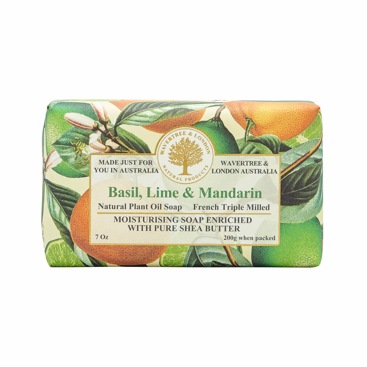 Wavertree & London Basil Lime Mandarin Natural Luxury Soap Bar 7 Oz