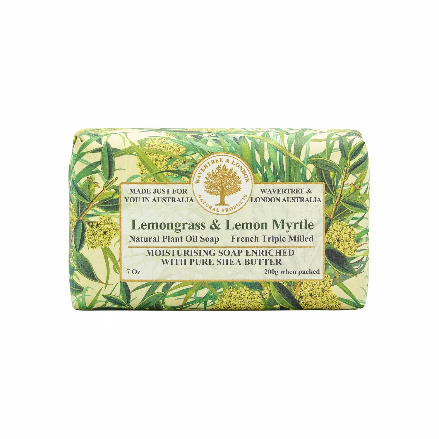 Wavertree & London Lemongrass & Lemon Myrtle Natural Luxury Soap Bar 7 Oz