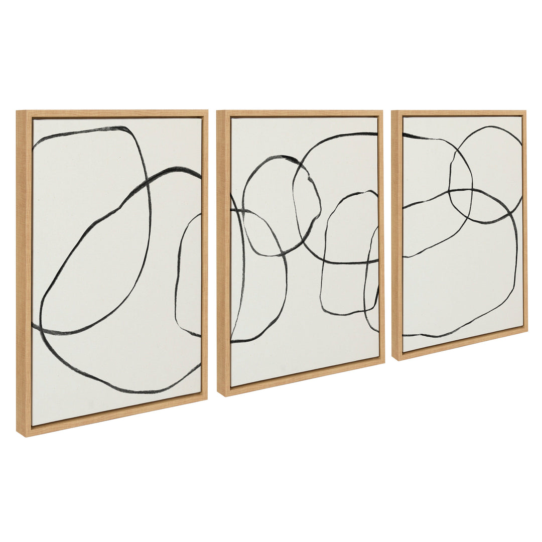 Sylvie Dancing Circles BW Framed Canvas by Teju Reval of SnazzyHues