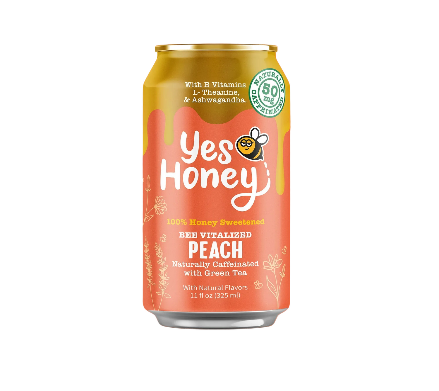 Yes Honey Sparkling Honey Sweetened Peach Tea Case