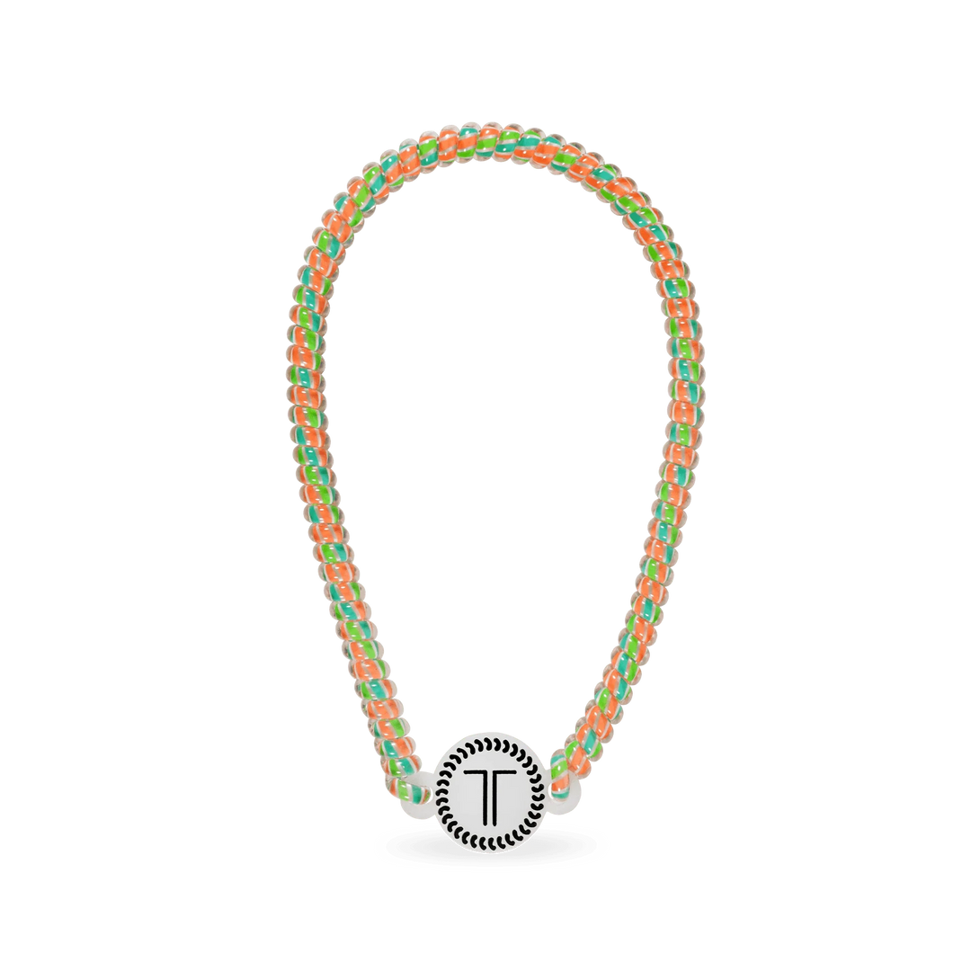 Rainbow beaded headband with round letter charm at front