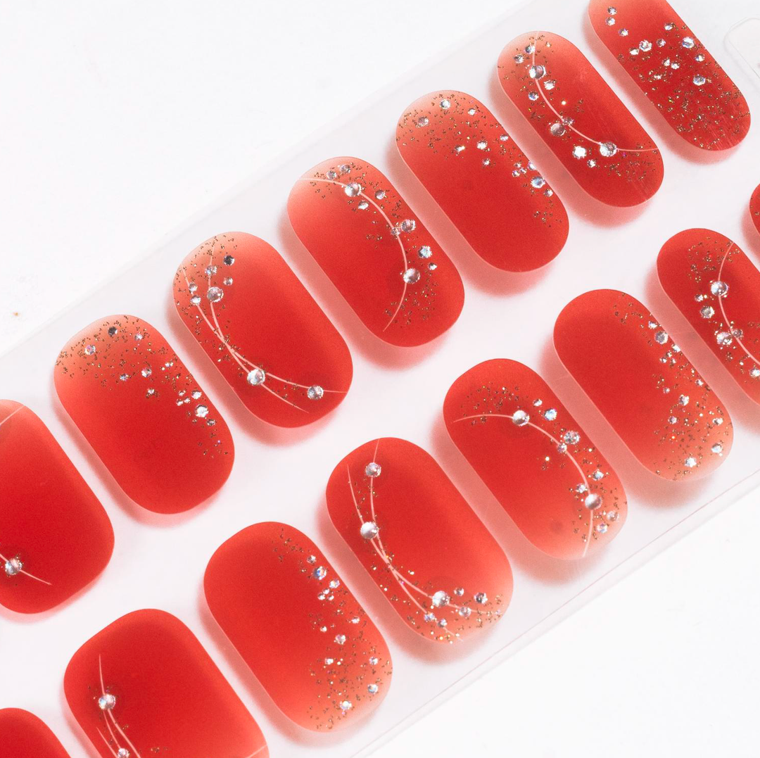Red Shimmer Gel Nails
